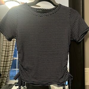 Navy blue t shirt with ties on side